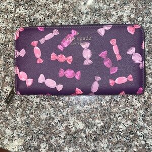Kate Spade Purple Wallet with Pink Candy Design